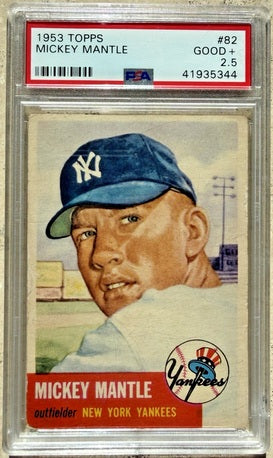 1953 Topps baseball New York Yankees Mickey Mantle #82, YANKEES (HOF)