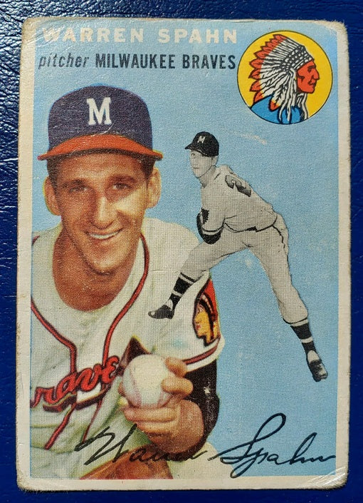 1954 Topps baseball Warren Spahn #20, BRAVES (HOF)