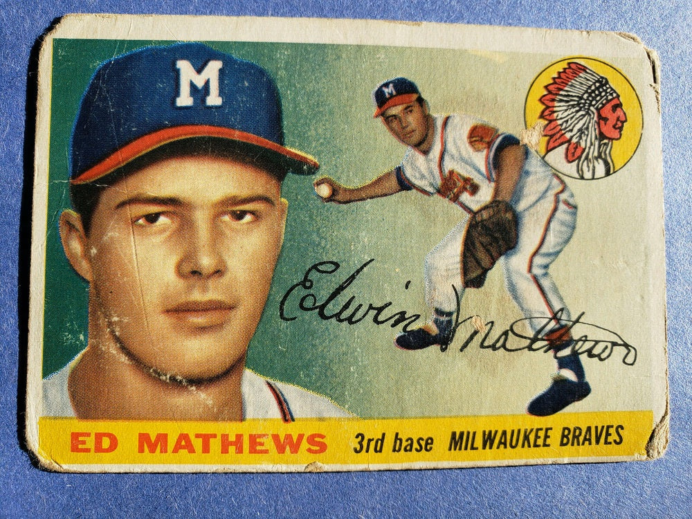 1955 Topps baseball Eddie Mathews #155, BRAVES (HOF)