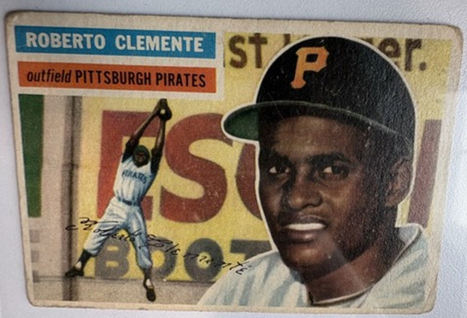 1956 Topps baseball Pittsburgh Pirates Roberto Clemente #33, PIRATES (HOF)