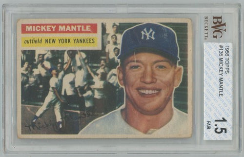 1956 Topps baseball New York Yankees Mickey Mantle #135, YANKEES (HOF)