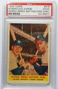 1958 Topps baseball Hank Aaron & Mickey Mantle #418, BRAVES / YANKEES (HOF)