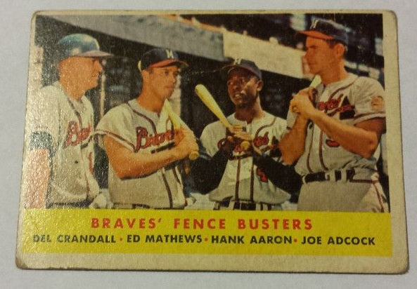 1958 Topps baseball Hank Aaron & Eddie Mathews #351, BRAVES (HOF)