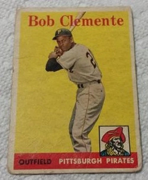 1958 Topps baseball Pittsburgh Pirates Roberto Clemente #52, PIRATES (HOF)