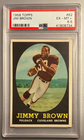 1958 Topps football Jim Brown rookie card #62, BROWNS (HOF)