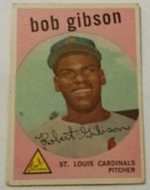 1959 Topps baseball Bob Gibson rookie card #514, CARDINALS (HOF)
