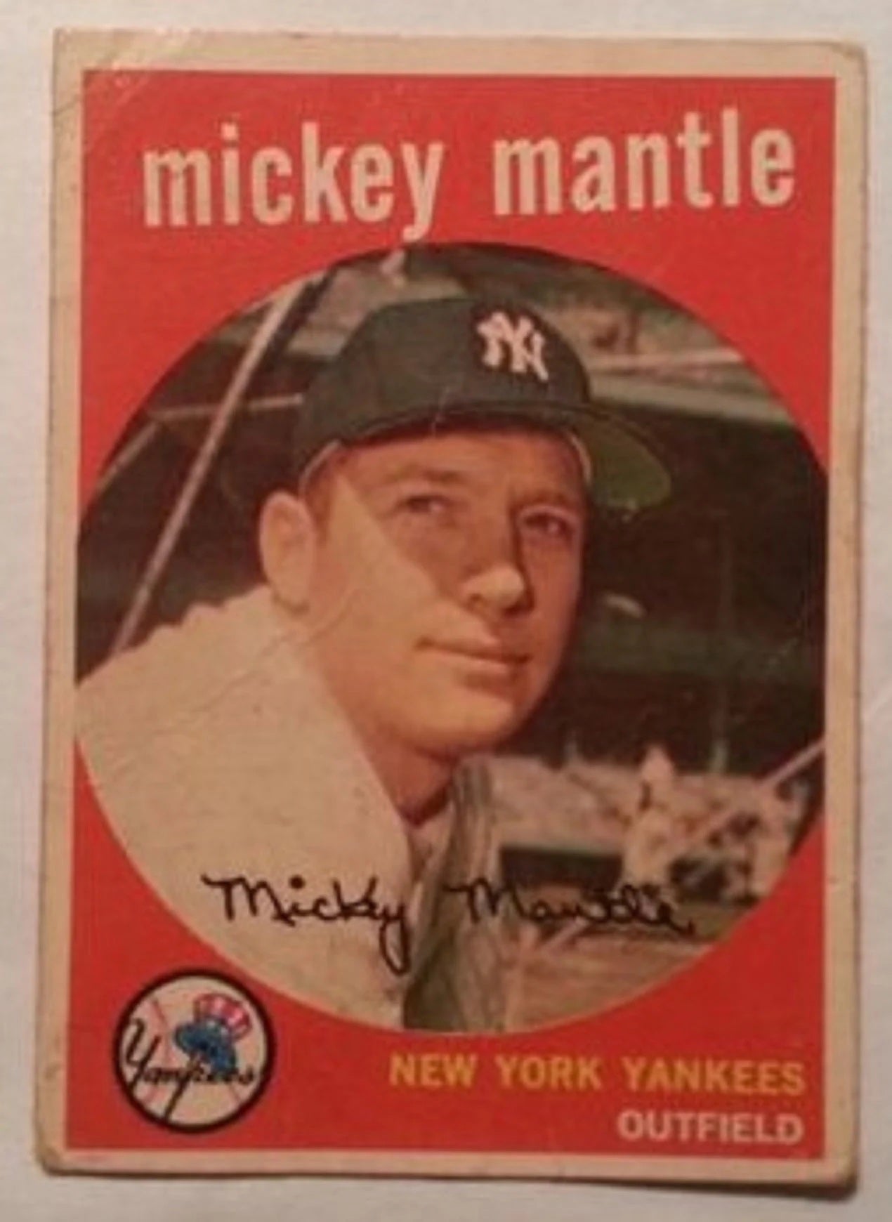 1959 Topps baseball New York Yankees Mickey Mantle #10, YANKEES (HOF)