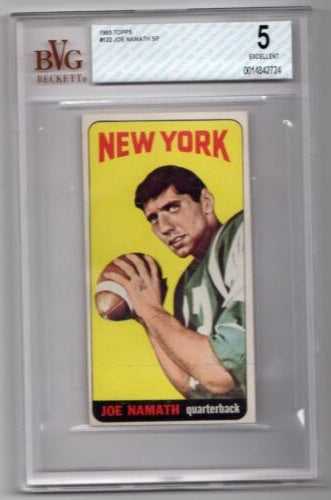 1965 Topps football Joe Namath rookie card #122, New York JETS (HOF)