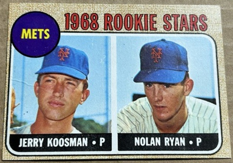 1968 Topps baseball Nolan Ryan rookie card #177, METS / ANGELS / Astros (HOF)