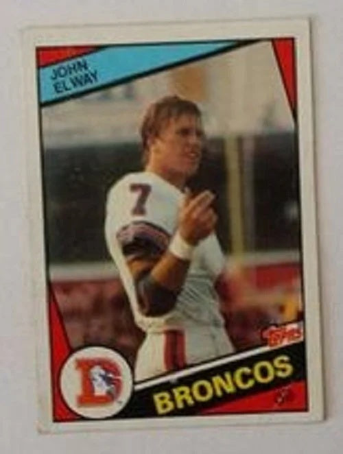 1984 Topps football John Elway rookie card #63, DENVER BRONCOS (HOF)